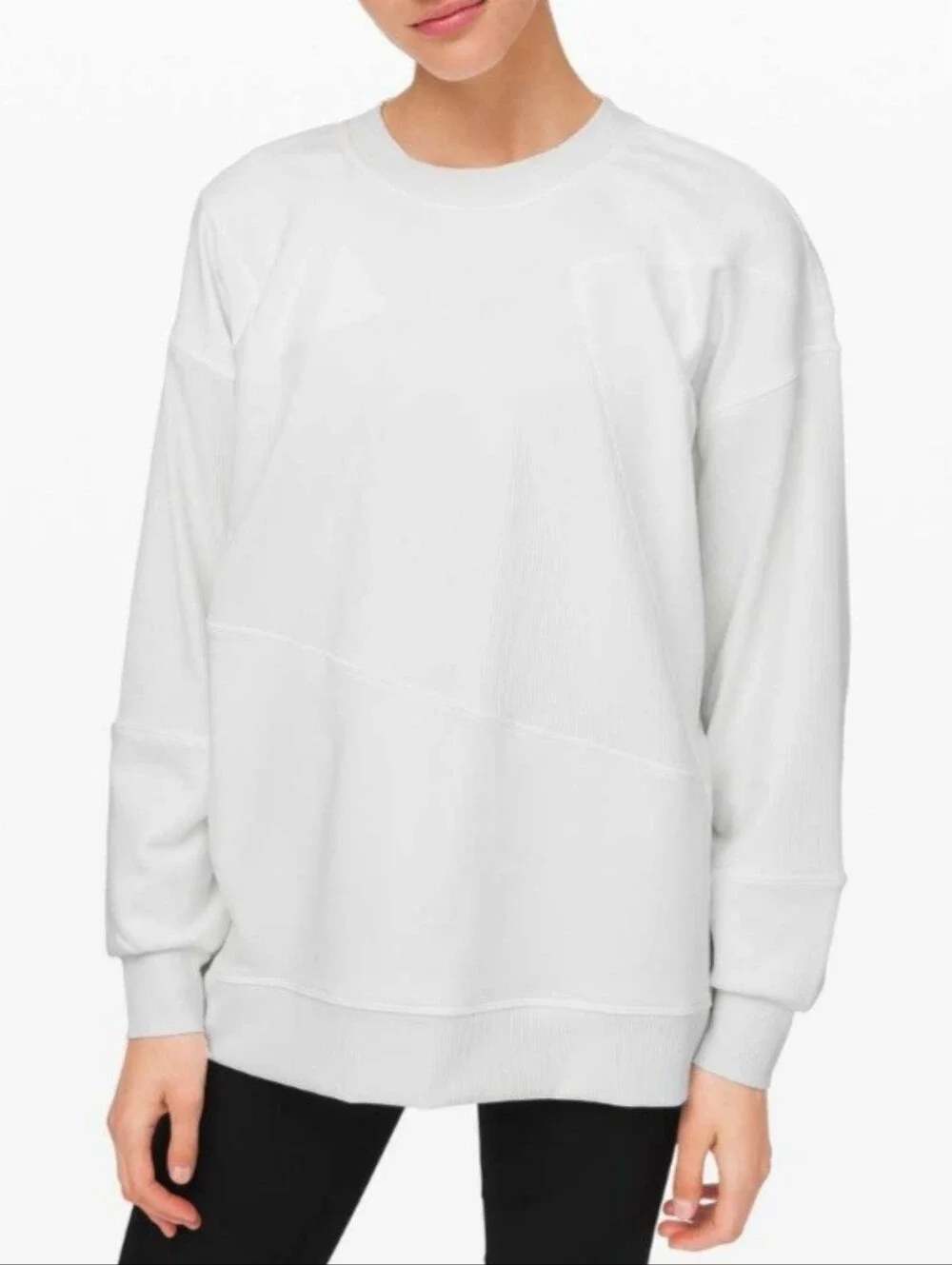 Lululemon Perfectly Oversized Crew Sweatshirt White Rose Gold Logo W3CQAS